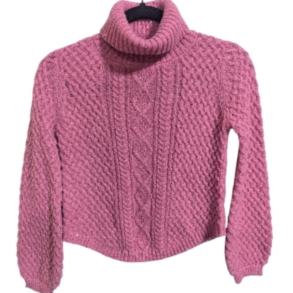 Cupcakes And Cashmere Girls Sweater Sz L 10-12 Pink Cable Knit K- 381